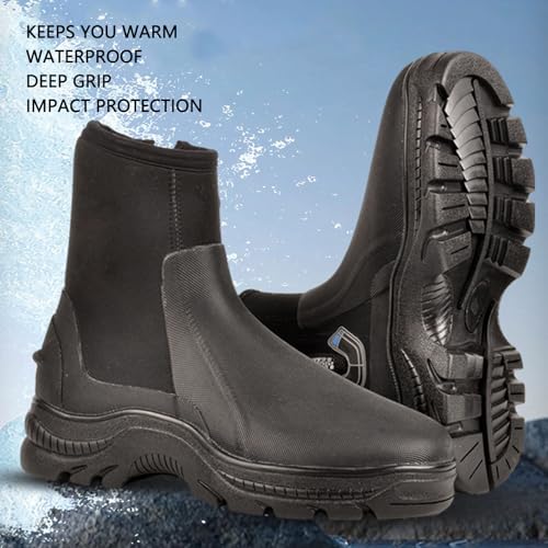 Diving Boots, High Top Neoprene Scuba Boots 5mm Thickness Rubber Sole Soft Lining for Snorkeling Swimming Surfing3