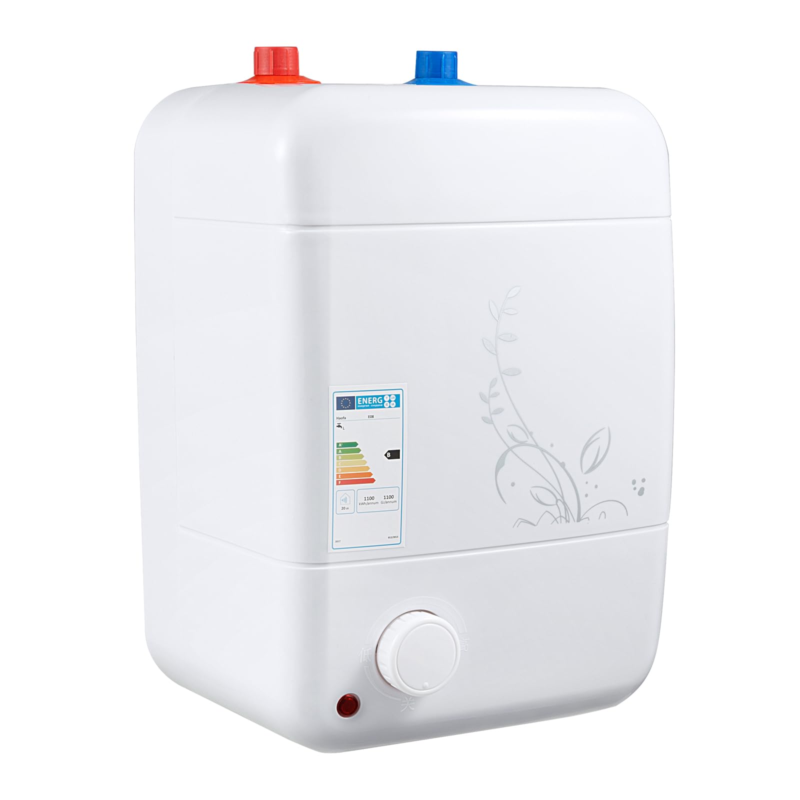 Chauffe-eau électrique sous évier - 1500 W - 8 l - Avec température réglable de 30 à 65 °C - Étanchéité IPX4 - Avec tube chauffant en acier inoxydable 316 L - Pour cuisine, salle de bain, appartement