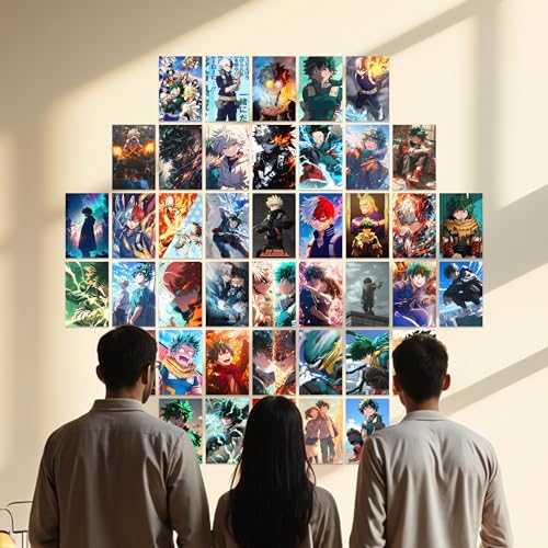 Image of My Hero Academia Poster Collage Set of 54 (4x6 Inch) - Premium Anime Prints Featuring Deku, Bakugo, Todoroki, All Might & More | Wall Art for MHA Fans, Collectors & Gift for Anime Lovers