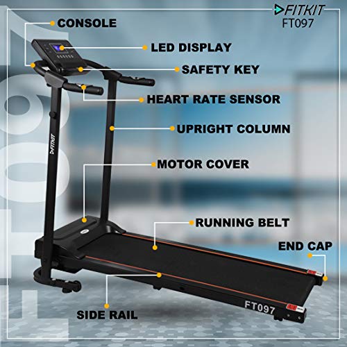Image of Fitkit by cult FT097 1HP (1.5HP Peak) Motorized Treadmill (Black)