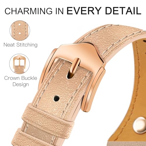 Image of JR.DM Slim Leather Bands Compatible with Apple Watch Band 38mm 40mm 41mm 42mm 44mm 45mm 46mm 49mm, Genuine Leather Band with Charms, Feminine Design for Iwatch Ultra SE Series 11 10 9 8 7 6 5 4 3 2 1