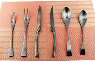 Uniturcky 24-Piece Flatware Set,Extra Thick Heavy Duty - 18/10 Stainless Steel Cutlery Sets,High Matte Black Finish Silverware Flatware Sets Service for 4,Use for Home,Kitchen Utensil Sets