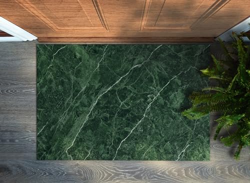 Tapis résistant motif marbre vert chic par Tulup - 5