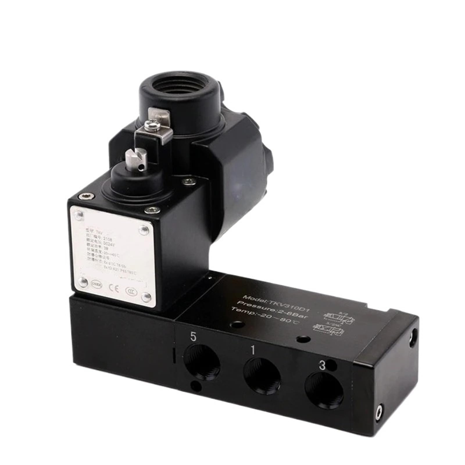 Trgyjgkf One Color Pneumatic Flameproof Solenoid Valve Exd Iict6 Tkv310-08 Explosion-Proof Two-Position Three-Way/Five-Way Plate Reversing(Tkv310-08-B Dc24v)