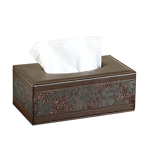 Figella Leather Facial Tissue Box Cover Napkin Holder Case Container for Home Office Living Room Desktop Table Car CFXZJH-1 …