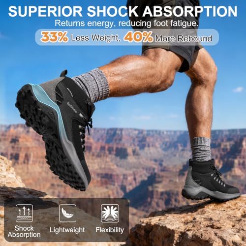 Image of Mens Waterproof Hiking Boots Outdoor Lightweight Work Ankle Boots All-Terrain Trekking Hiking Shoes US 7.5-12