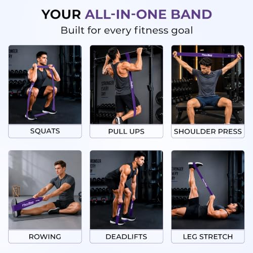 Image of FlexBee Heavy Resistance Bands for Workout, Pull Up Assist, Strength Training & Stretching | Exercise Loop Bands for Men & Women Home Gym Fitness Equipment (Purple, 30-45 kg Resistance, Latex)