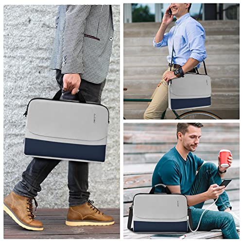 Image of 17-17.3 inch Laptop Briefcase Bag, Computer Case with Shoulder Strap Handle Bag for Men Women, Work Bag Business Travel Office Grey