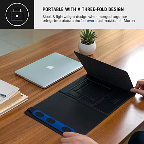 Image of DailyObjects Morph Foldable Desk Mat with Laptop Stand | Large Premium Vegan Leather | Work from Home Solution for Laptop Keyboard and Mouse| Anti-Skid| Anti-Slip| Water Resistant, Scratch Resistant