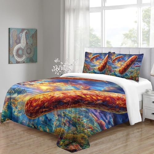 Set de literie 3 pièces avec housse de couette cache-zip Saucisse 260x220