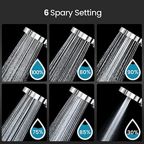 Newentor Filtered Shower Head, White High Pressure 6 Spray Modes Handheld Shower Head With 59" Hose And Bracket, 3 Stage Water Softener Shower Head Filters For Hard Water #TOP2