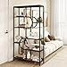Tangkula Geometric Bookshelf, Freestanding Open Bookcase with 8 Storage Shelves, Industrial Display Rack with Double U Frame & Anti-tip Kits for Living Room Home Office (1,Black+Rustic Brown)