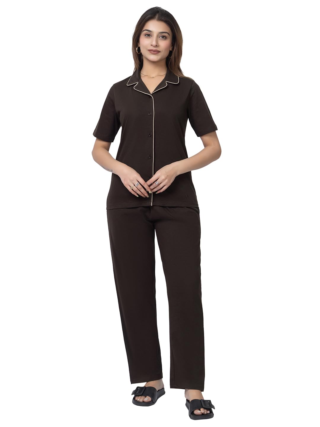 Summer Wear Casual Wear Premium Geometric Print Cotton Blend Soft Fabric Nightsuit Set for Women & Girls (NS-2026)-image-10