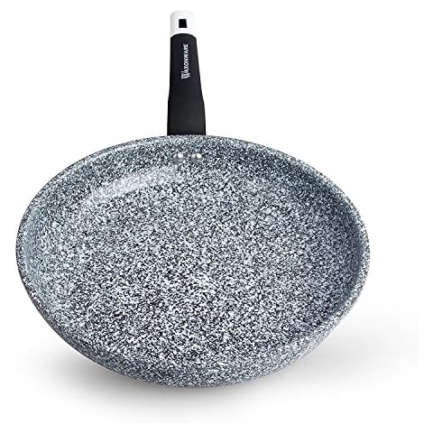 WaxonWare 11 Inch Ceramic Nonstick Frying Pan/Nonstick Skillet, Large Anti-Warp Non-Toxic PTFE PFOA Free Granite Nonstick Pan, Induction Cooking Compatible, Non-Stick Egg Frying Pan- STONETEC Series Cover
