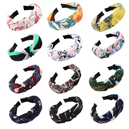 Jaciya 12 Pieces Knotted Headbands for Women Solid Headbands for Women Wide Headbands for Women Knot Headband Diademas para Mujer Headband for Women Cloth Headbands Knot Headbands