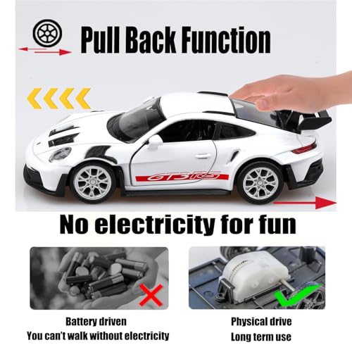 Modelo a escala Porsche 911 GT3 RS 1:36 de metal fundido miniatura 4