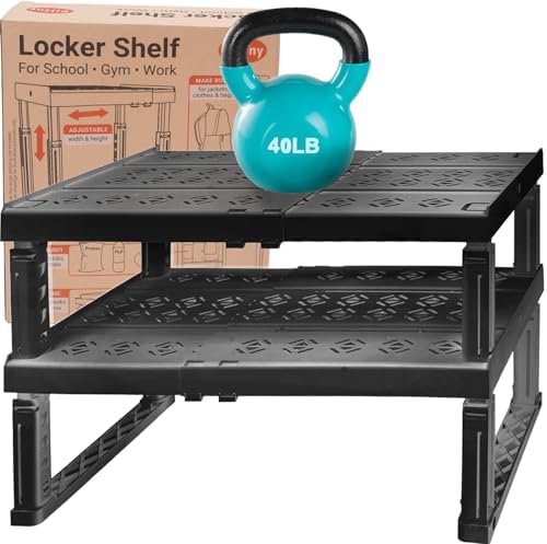 Piffny Adjustable Locker/Cabinet Organizer Shelf, 2 Pack, Adjustable Width and Height, Ideal for School, Office, and Gym Lockers (New Version) White (White) image 4
