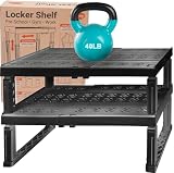 Piffny Adjustable Lokcer/Cabinet Organizer Shelf， Adjustable Width and Height, Ideal Locker for School, Office, and Gym Lockers… (Black 2 Pack New Version)