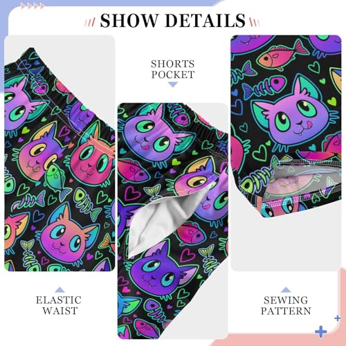 Galaxy Cat Fish Boys Long Pants Soft Trousers Elastic Waist Kids Lounge Bottoms with Pockets S-XL4