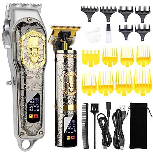 Image of HIENA PRO Professional Hair Clippers Cordless Rechargeable Hair Clipper with LED Display (Black LCD) for Men