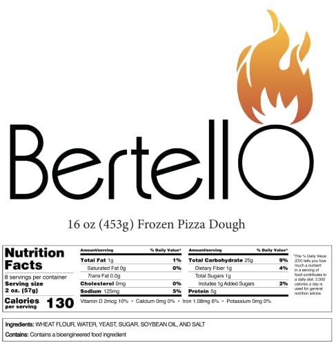 Bertello Frozen Pizza Dough Balls - Premade Neapolitan Pizza Dough for Homemade Crust, Easy to Stretch - For High-Heat Gas & Firewood Pizza Oven - 8 Balls Yielding 2 12" Pizzas Each - 16oz per Ball