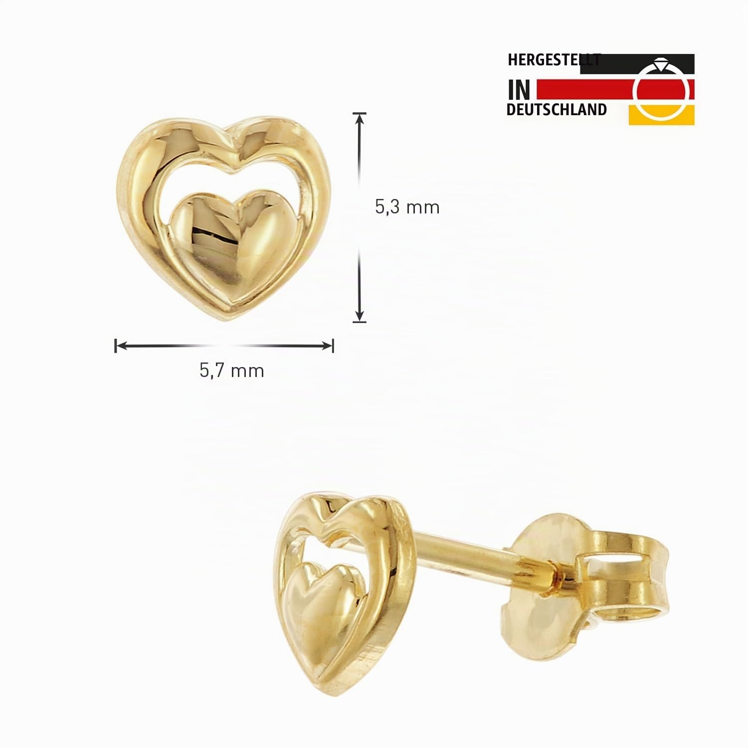 trendor Kinder-Ohrringe Gold 333/8K Ohrstecker Offenes Herz 28589