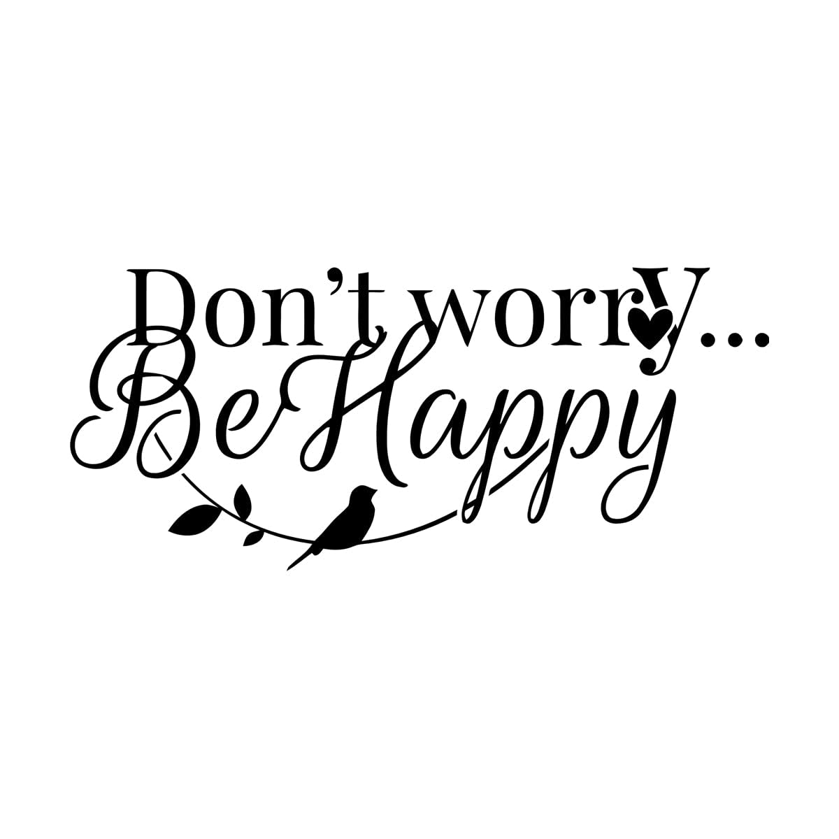 Lettering Decals Lettering Words Don't Worry Be Happy Quote 22x50.2cm Art Mural Painting Small Black