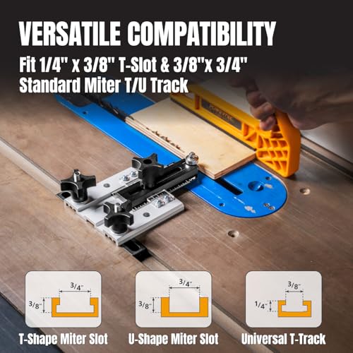 Image of POWERTEC Thin Rip Jig for Table Saw - Sliding Guide for Accurate Ripping & Safe Operation, Fits Standard Miter Slots & T-Tracks, Woodworking Thin Rip Guide for Power Tool Accessories (71972)