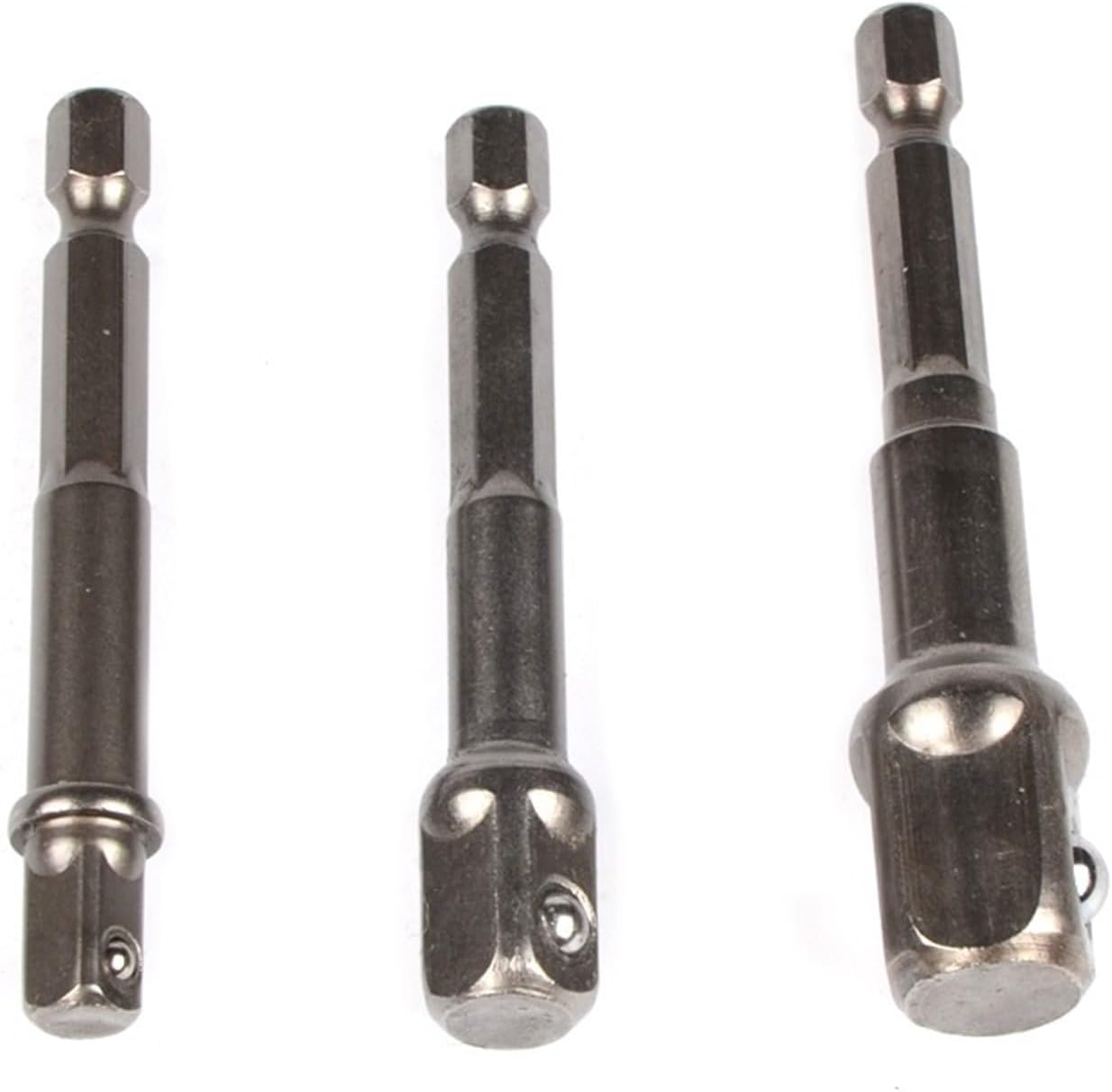 3pcs Chrome Vanadium Steel Socket Adapter Set Hex Shank 1/4" 3/8" 1/2" Extension Drill Bits Bar Set Power Tools
