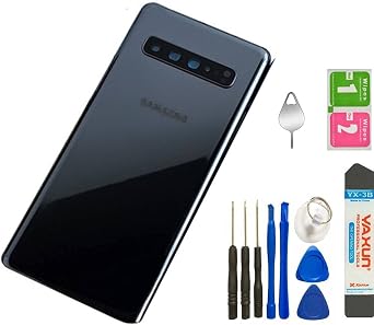 Galaxy S10 5G Cover Back Glass Replacement Camera Frame Lens Parts for Samsung Galaxy S10 G977U G977N 5G Back Cover Glass Door Housing + Tools Majestic Black