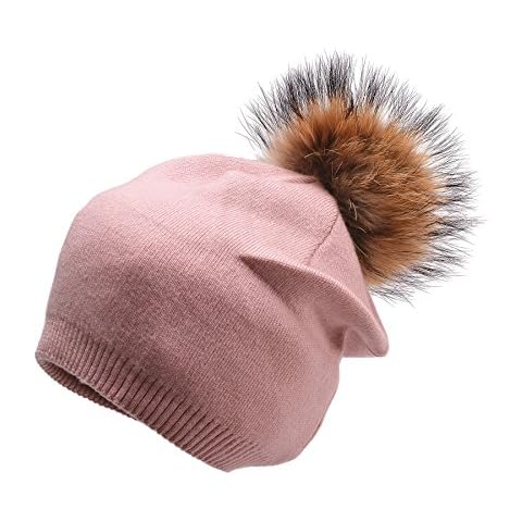 Lawliet Womens Winter Knitted Wool Knit Beanie Cap Hat Double Layer Warm (Pink)(Size: One Size) Cover