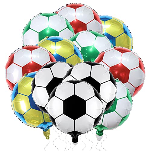 Football Ballons Gonflables, Ballons de Fête de Football, 12Pcs Kit de Décoration de Football, Ballons de Football en Aluminium, Fête d'anniversaire Amoureux du Football, Fête à Thème Football