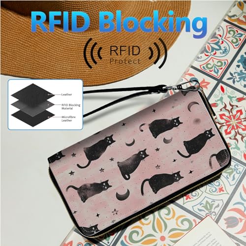 Image of Womens Wallet PU Leather Wristlet Wallets for Women, Large Capacity Lady Fashion Wallet Card Holder Zipper Wallet