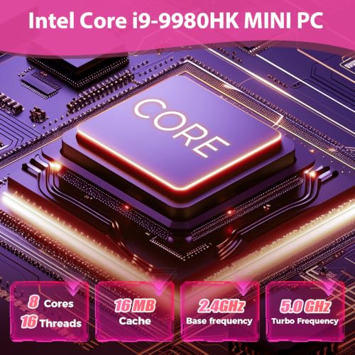 Image of sinbun Gaming PC Mini Computer, Intel Core i9-9980HK丨GeForce GTX 1650 4G, Gaming Computer 16GB DDR4 512GB SSD, RGB Lights /Triple 4K Display /WiFi 6E /RJ-45, Win 11 Pro Desktop PC for Office, Home, Game