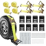 Allucky-1500LBS-Wheel-Chock-Tie-Down-Kit-for-Trailer-Pickup-Trucks-ATV-RZR-Lawn-Mower-UTV-Tie-Down-Straps-Heavy-Duty-Trailer-Tire-Straps-System4-Wheel-Set