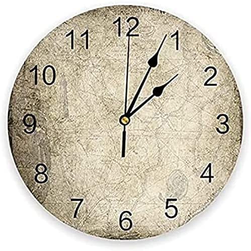 Reloj de Pared con Mapa Retro, Reloj de Pared de Estilo Redondo Antiguo, diseño, decoración para el hogar, la Sala de Estar y el Dormitorio Regalos Decorativos Cover