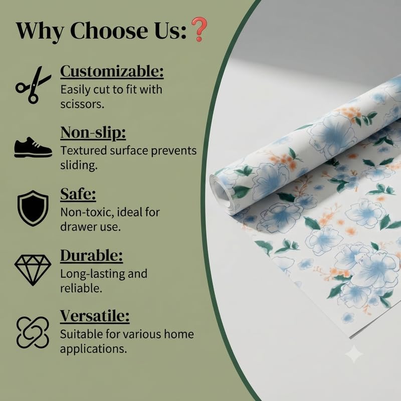Image of Dribble (60cm X 500cm) Eva Shelf Liner Mat Roll, Non Slip Drawer & Cabinet Liner for Kitchen, Waterproof Oilproof Washable Fridge Mat, Anti Skid Multipurpose Mat (Spring Lavender Blue)