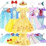 Dreamon Princess Costumes for Girls 5 Sets Princess Dress Up for Kids Fancy Dress Toddler Clothes for 3 4 5 6 Years Old Girls Christmas Birthday Carnival Gifts