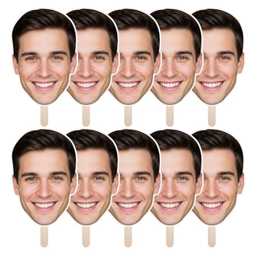 EnjoyView Custom Big Head Cutouts on a Stick, 6'' to 20'' 10PCS Personalized Photo Signs for Weddings, Birthday Parties, Sport Events, and Celebrations, Coroplast
