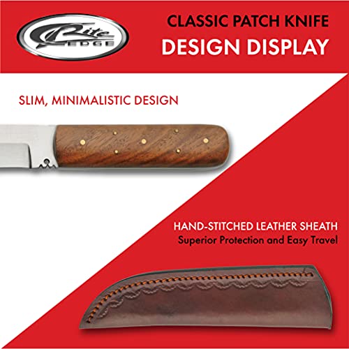 SZCO Full Tang Hunting Knife 8 Inch - Classic Patch Camping Knife with Burlwood Handle, Stainless Steel Blade & Sheath - Brown Pocket Knife for Hunting, Cutting & Outdoor uses - Knives for Men - Image 5