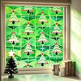 Fensterfolie selbstklebend 3D Buntglas-Fensterfolie Fenster-Sichtschutzfolie für Badezimmer, Haustür, Haus, Sonnenschutz, Christmas Forest 60X90CM