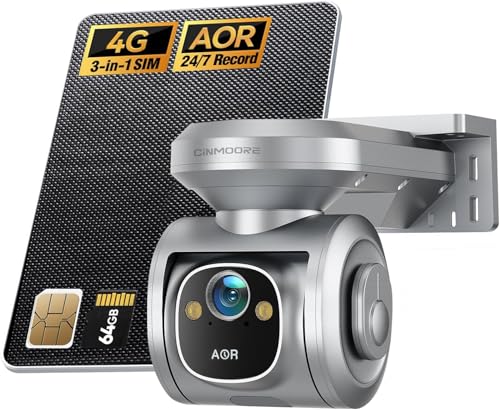 CINMOORE 4G LTE Cellular Security Camera Solar-Powered Wireless Outdoor, 24/7 Recording No WiFi Needed, 2.5K 4MP Color Night Vision, 360° Pan & Tilt Live View, Includes SIM Card & 64GB eMMC