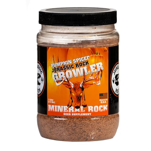Jurassic Rock Crushed Mineral Rock/Salt Lick for Deer and Other Wildlife, 2.5 lb Growler, Pumpkin Spiced Flavor