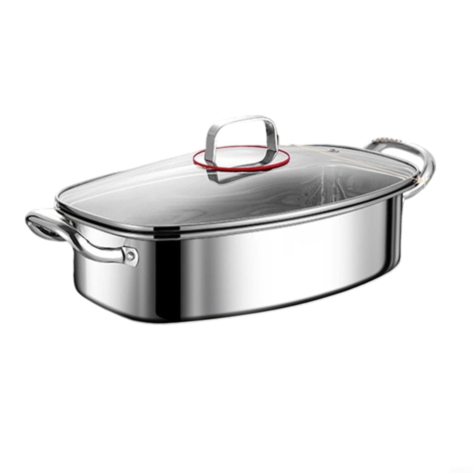 Grande set ovale per pesce in acciaio inox, 38 cm, con griglia, per zuppa di pesce intero, verdura, pulizia rapida, argento