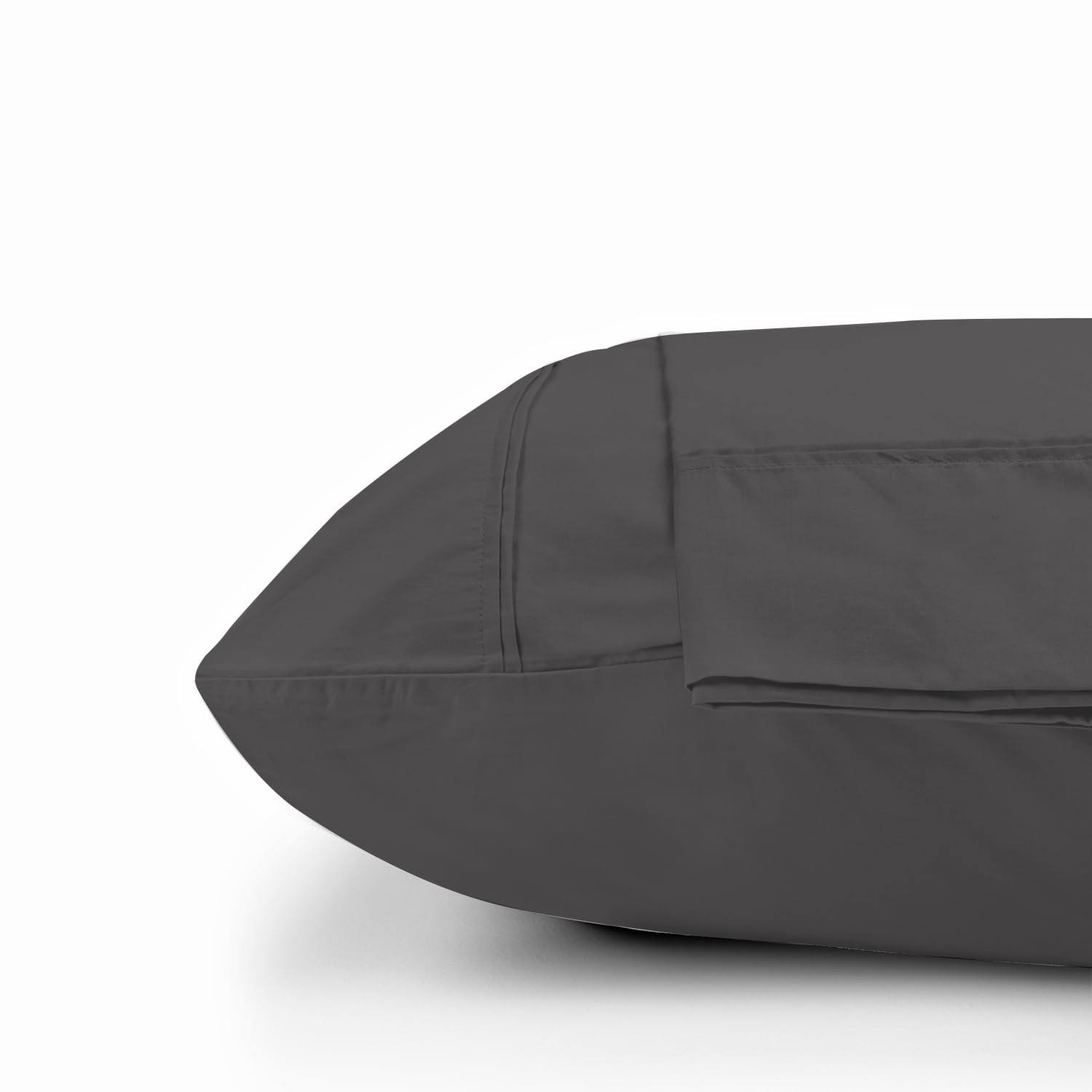 LINENWALAS 100% Cotton Percale Solid Large Standard Pillow Case Set of 2, Crisp and Cooling Premium Cotton Bed Pillow Covers (20X30 inch, Light Grey)