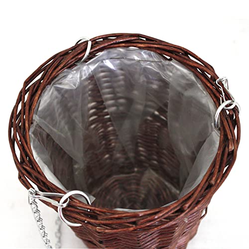 Gyasvwu Artificial Flowers Hanging Basket With Chain Hook For Outdoor/Indoor, Artificial Hanging Plant In Basket,Handmade Wicker Basket For Patio Lawn Garden Decor #TOP4