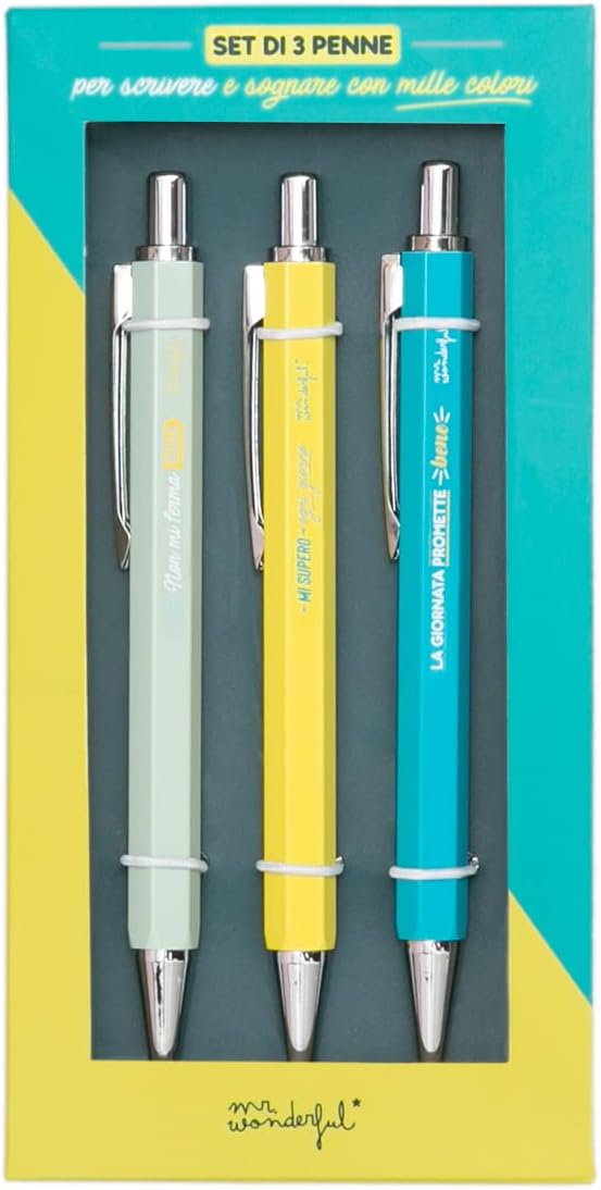 Mr. Wonderful Set of 3 Stylos pour écrire et rêver en colour