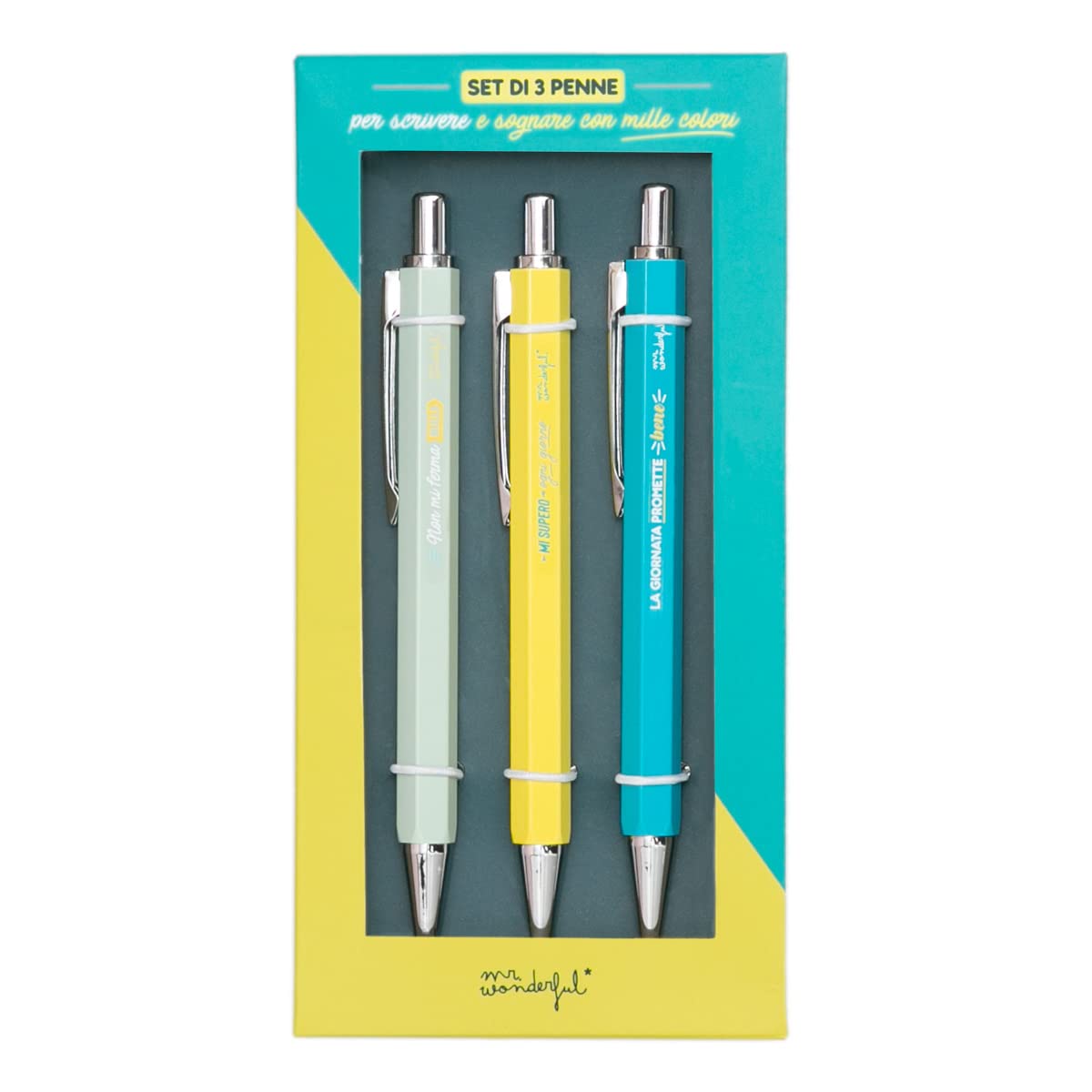 Mr. Wonderful Set of 3 Stylos pour écrire et rêver en colour