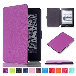 MOKASE Custodia Compatibile con 6″ Kindle Paperwhite 5a/6a/7a Generazione (2012,2013,2015,2016), Modello: EY21 / DP75SDI, Custodia Pelle Sintetica con Automatica Sveglia/Sonno, Purple
