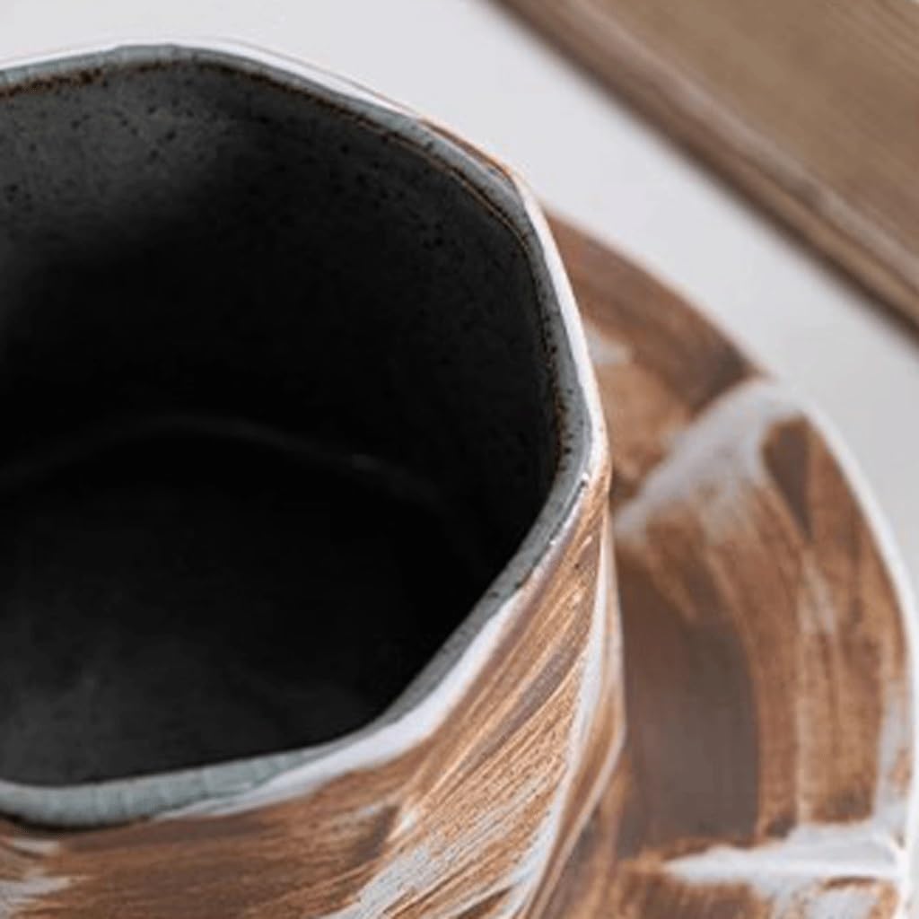 ENGENDER Tazas Cafe Taza De Café Hecha A Mano Gres, Creativa Té La Tarde Y Platillo Cerámica Mug Cups(3)